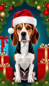 Holiday Hound Beagle Christmas background phone wallpaper