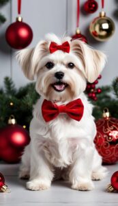 Merry Maltese in Red Christmas background phone wallpaper