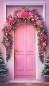 Pink Christmas Door Wreath idea illustration 1