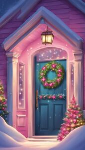 Pink Christmas Door Wreath idea illustration 2