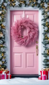 Pink Christmas Door Wreath idea illustration 4