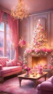 Pink Christmas Flowers background 4