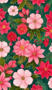 Pink Christmas Flowers background 5