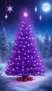 Purple Christmas Tree Background Wallpaper Idea 14