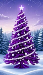 Purple Christmas Tree Background Wallpaper Idea 8