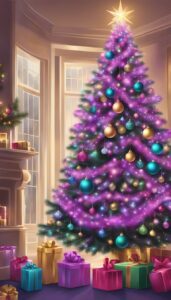 Purple Christmas Tree Background Wallpaper Idea 9