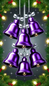 Purple Silver Bells Christmas Phone Wallpaper