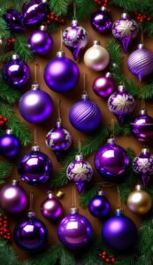 Purple Vintage Ornaments Christmas Phone Wallpaper