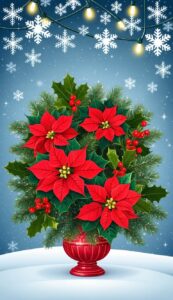 Red Christmas Flowers background 4