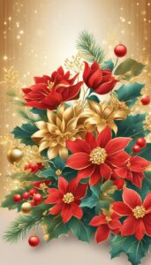 Red and Gold Christmas Flowers background 1