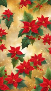 Red and Gold Christmas Flowers background 2