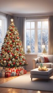 Red and White Christmas Tree idea background 1