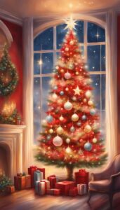 Red and White Christmas Tree idea background 3