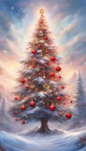 Red and White Christmas Tree idea background 5