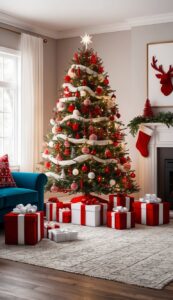 Red and White Christmas Tree idea background 7