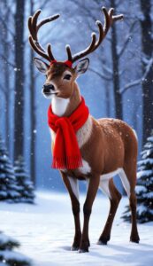 Reindeer in Red Scarf Christmas Phone Wallpaper