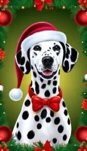 Santa Paws Dalmatian Christmas background phone wallpaper