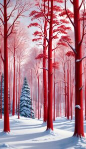 Snowy Red Forest Christmas Phone Wallpaper