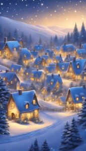 Village Blue Christmas background 1