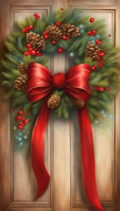 Vintage Christmas Door Wreath idea illustration 3