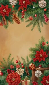 Vintage Christmas Flowers background 4