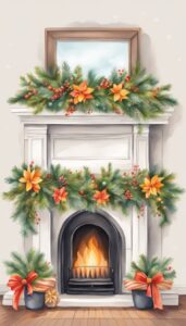 Watercolor Christmas Flowers background 1