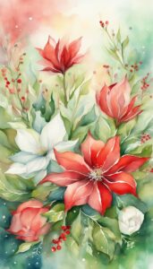 Watercolor Christmas Flowers background 2