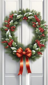 White Christmas Door Wreath idea illustration 2