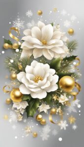 White and Gold Christmas Flowers background 1