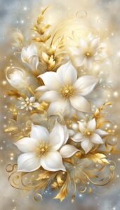 White and Gold Christmas Flowers background 2