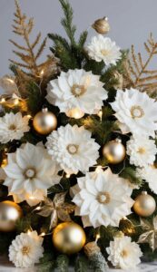 White and Gold Christmas Flowers background 4