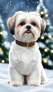 Winter Wonderland Shih Tzu Christmas background phone wallpaper