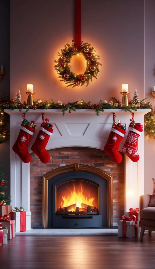 christmas fireplace phone wallpapers backgrounds