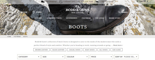 Rodd and Gunn boots website