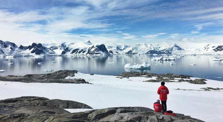 people working outside in Antarctica